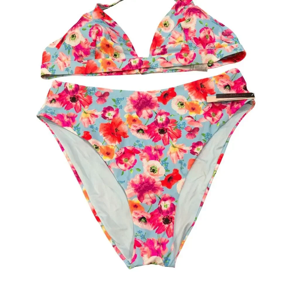 Victoria’s Secret Floral Bikini Set NWT XL High Waist Cheeky Bottom